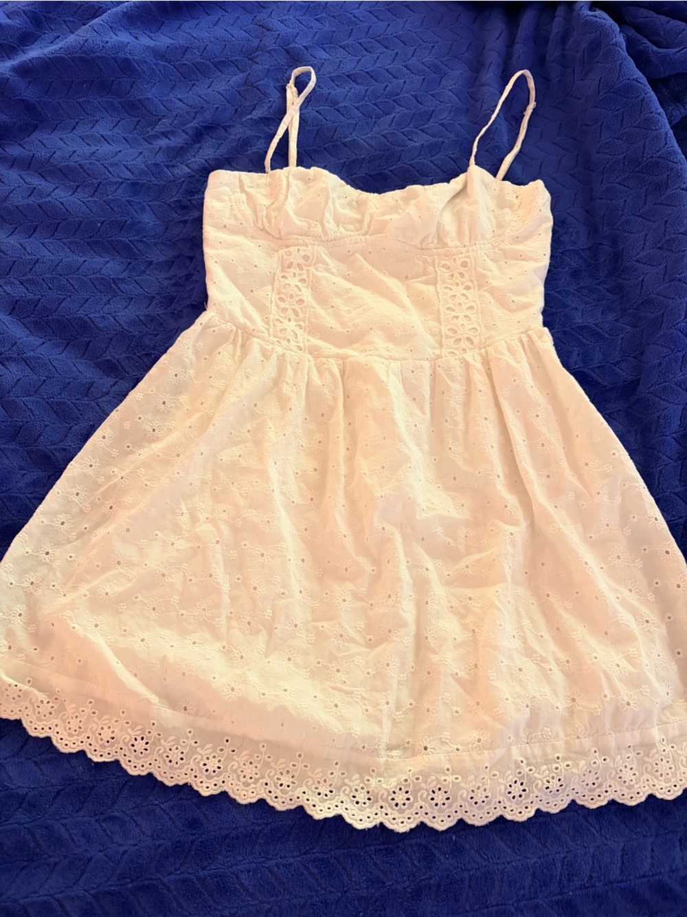 Altar'd State White Eyelet Sundress with Scalloped Hem